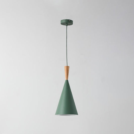 Sleek Geometry Drop Pendant: Simplicity Metal 1-Light Dining Room Hanging Light Kit With Wood Cork