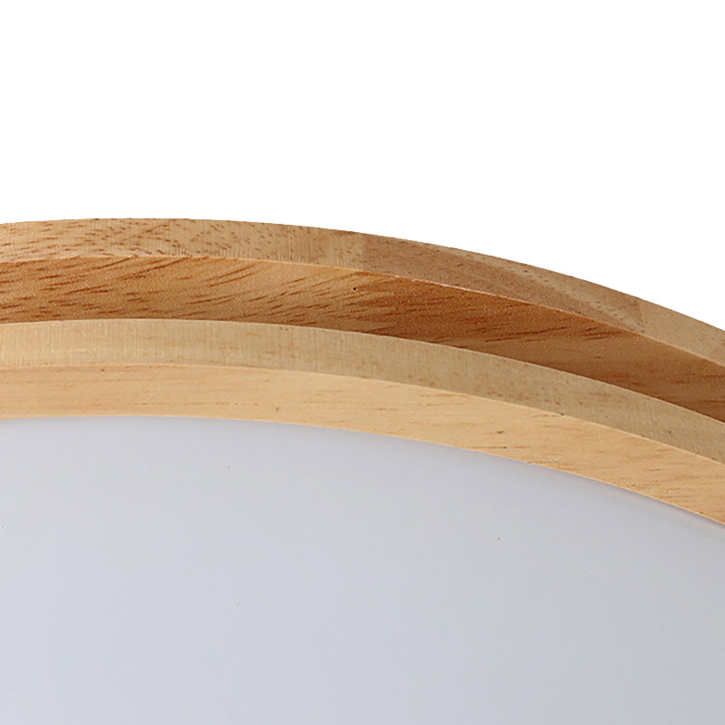 Wooden Round Flush Ceiling Lamp: 16’/19.5’ Wide Acrylic Simple Style Light For Dining Room