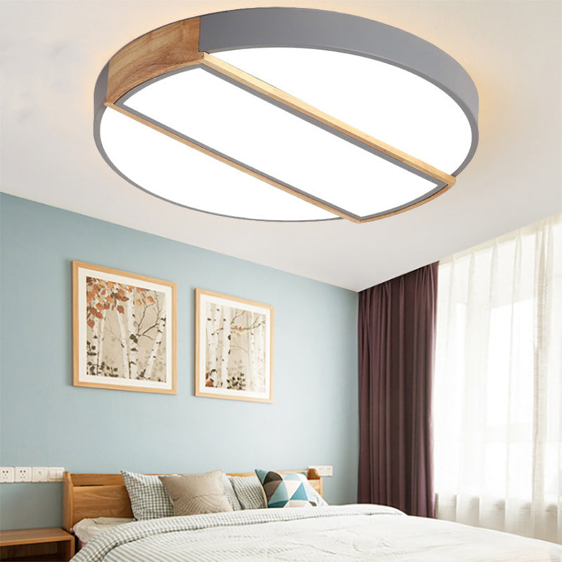 Modern Round Led Flush Mount Light In Macaron-Inspired Colors For Living Room Ceiling