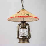 Coastal Lantern Pendant Lamp With Clear Glass Shade And Bamboo Top - 1 Bulb Hanging Light Fixture