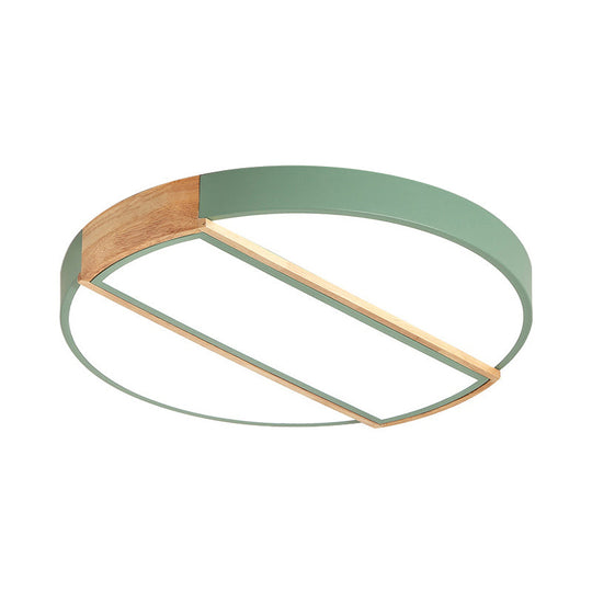 Modern Round Led Flush Mount Light In Macaron-Inspired Colors For Living Room Ceiling