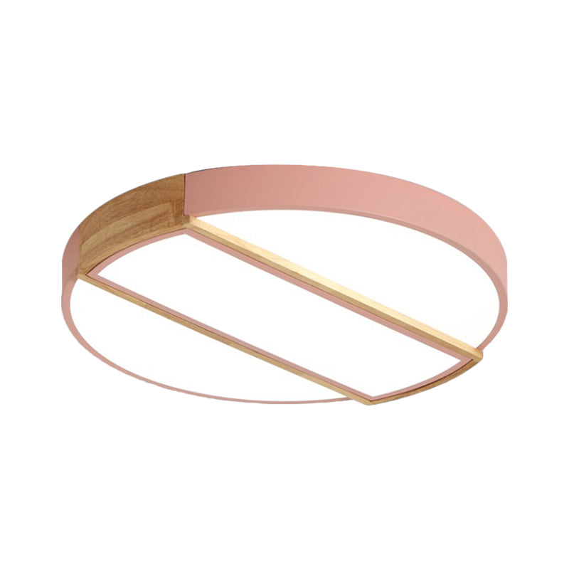 Modern Round Led Flush Mount Light In Macaron-Inspired Colors For Living Room Ceiling