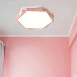 Nordic Hexagon Flush Mount Acrylic Ceiling Lamp For Study Room Pink