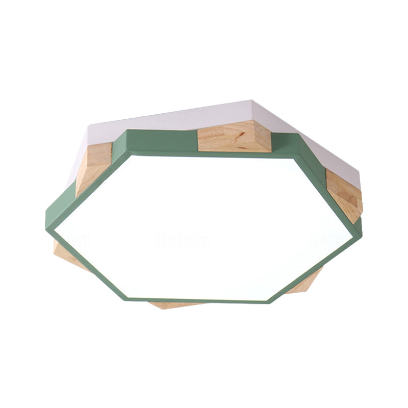 Nordic Hexagon Flush Mount Acrylic Ceiling Lamp For Study Room