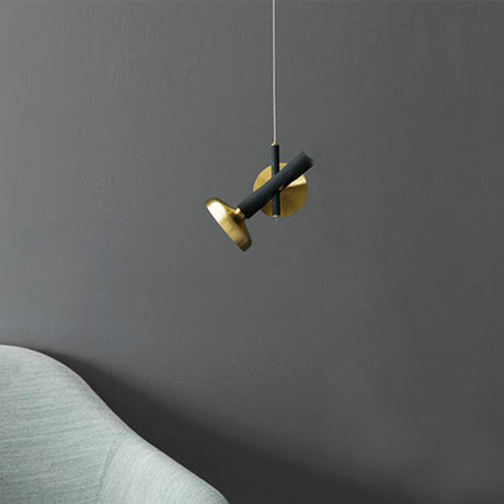 Modern Brass Bedside Pendant With Torch Metal Shade And Down Lighting