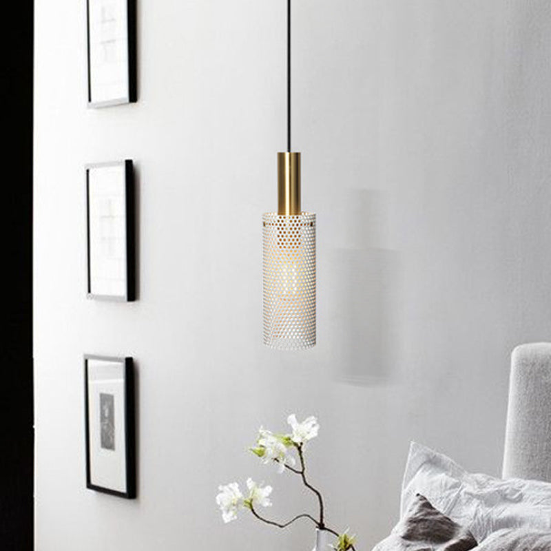 Cylinder Metal Pendant Light With Hollow-Out Design For Dining Room - Simplicity Suspension Lighting