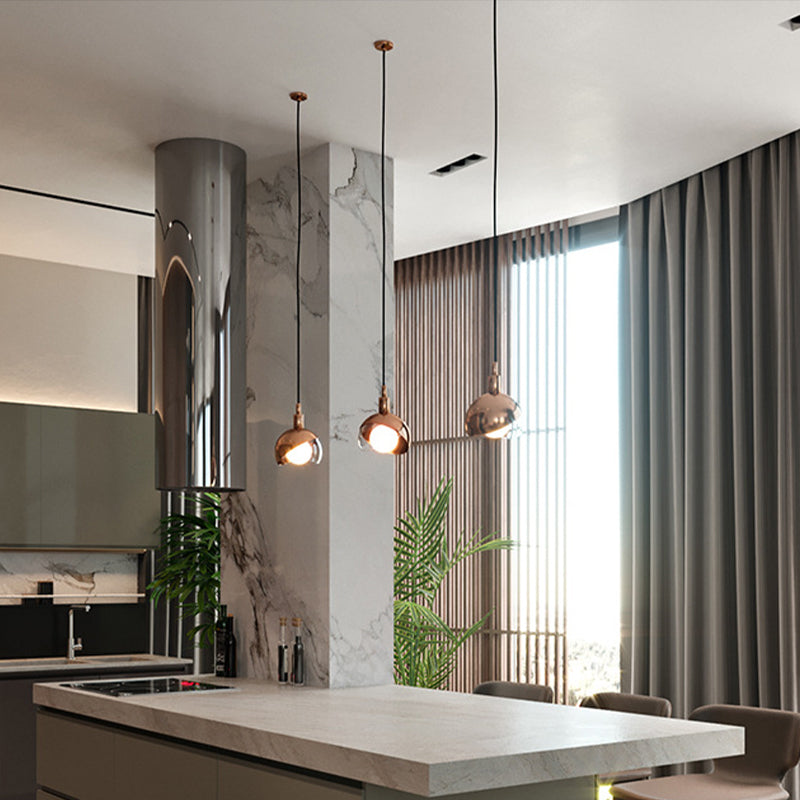 Sleek Hemisphere Metal Pendant Lamp: Simplicity In 1 Head Hanging Ceiling Light For Dining Room