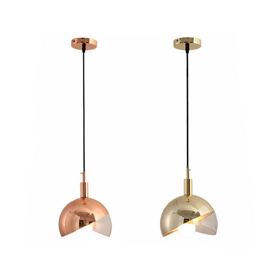 Sleek Hemisphere Metal Pendant Lamp: Simplicity In 1 Head Hanging Ceiling Light For Dining Room