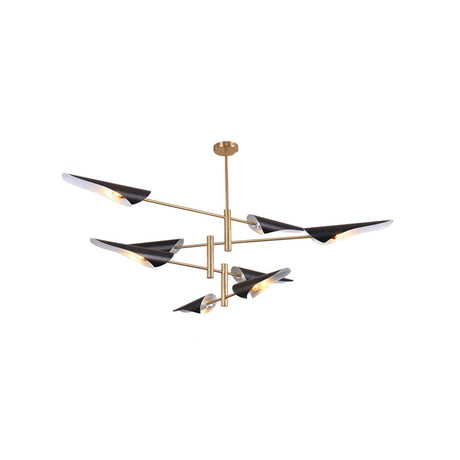 Modern Metal Quill Chandelier: Sleek Living Room Pendant Light With Sputnik Design