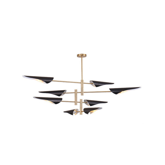 Modern Metal Quill Chandelier Pendant Light With Sputnik Design For Living Room