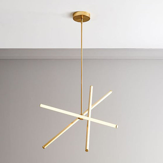 Contemporary Led Pendant Chandelier - Metallic Suspension Light For Living Room 3 Bulbs Gold