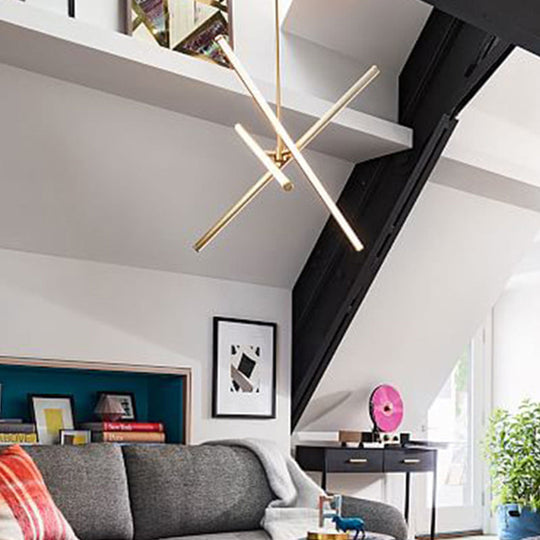 Contemporary Led Pendant Chandelier - Metallic Suspension Light For Living Room 3 Bulbs