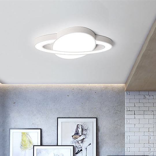 Nordic Style Planet Shaped Led Ceiling Light For Kid’s Bedroom - White/Pink/Yellow/Blue White