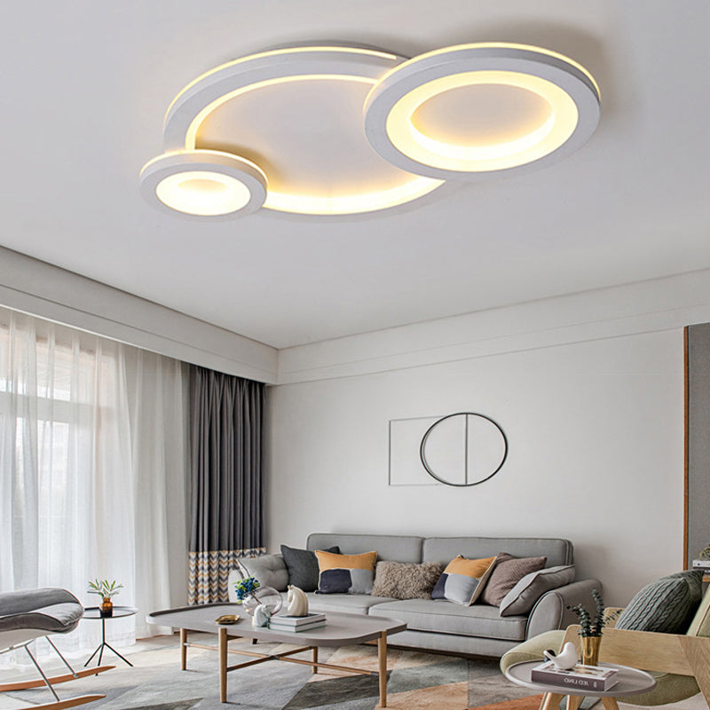 Modern White Ring And Oval Led Ceiling Light For Adult Child Room