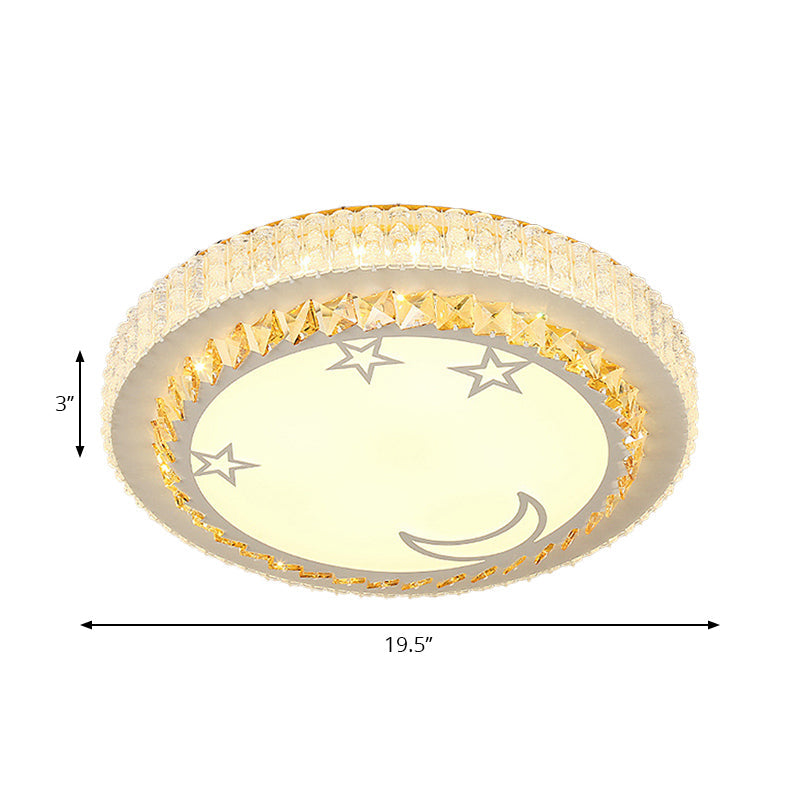 Modern Circular Flushmount Led Ceiling Light With Clear Crystal And Fun Patterns – Ideal For Bedroom