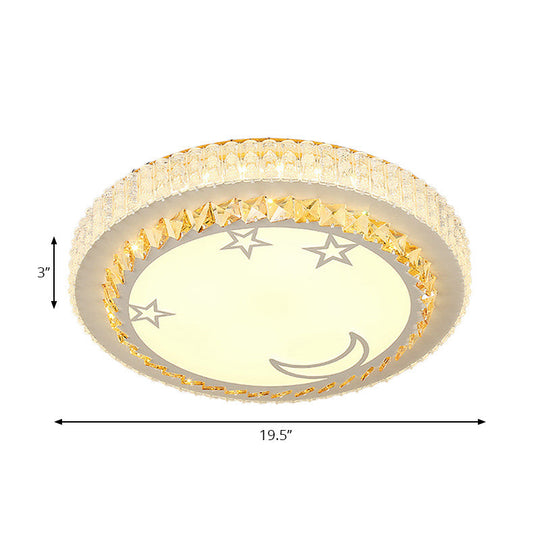 Modern Circular Flushmount Led Ceiling Light With Clear Crystal And Fun Patterns – Ideal For Bedroom