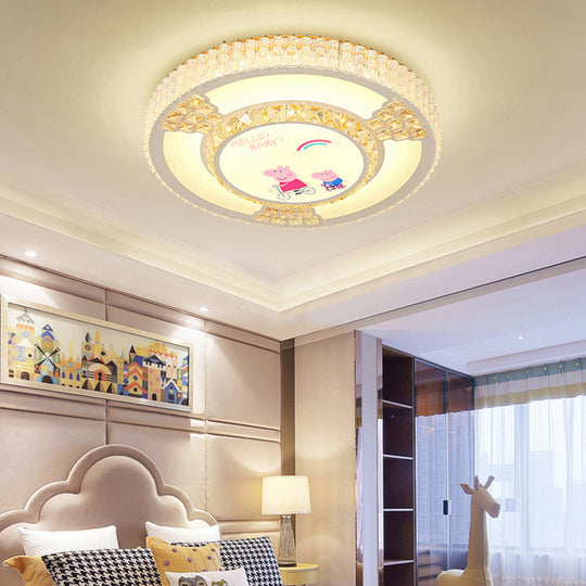 Modern Circular Flushmount Led Ceiling Light With Clear Crystal And Fun Patterns Ideal For Bedroom