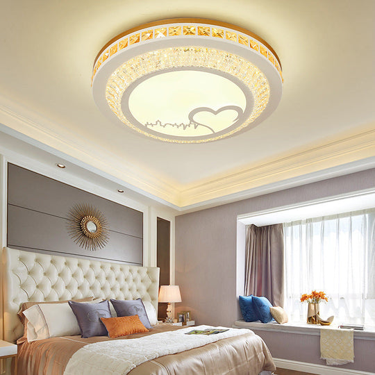 Modern Circular Flushmount Led Ceiling Light With Clear Crystal And Fun Patterns Ideal For Bedroom