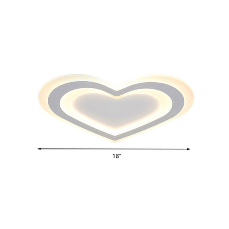 Led Heart Flush Mount Ceiling Light For Baby Game Room - Modern And Simple Design In White Acrylic