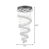 Modern 5-Light Crystal Ceiling Lamp In Stainless Steel For Bedroom