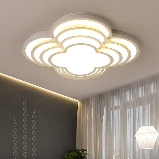 Contemporary White Led Flower Ceiling Light Fixture - Multi - Tier Acrylic Design