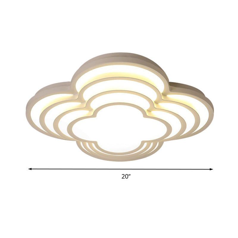 Contemporary White Led Flower Ceiling Light Fixture - Multi - Tier Acrylic Design