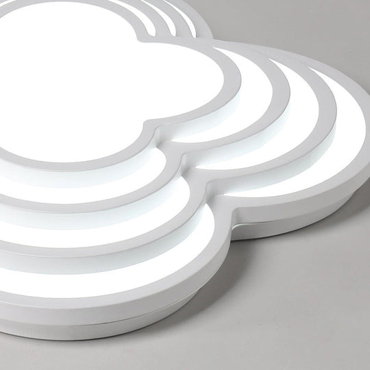 Contemporary White Led Flower Ceiling Light Fixture - Multi - Tier Acrylic Design