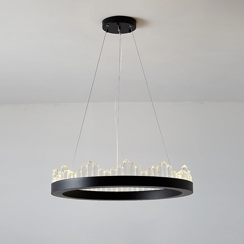 Minimalistic Crystal Led Chandelier: Small/Medium/Large Circle Hanging Lamp For Dining Room In