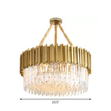 Contemporary Gold Led Chandelier With Tri-Sided Crystal Rods And Hanging Light Kit - Dining Room