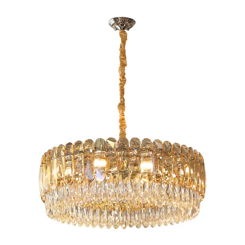 Modern Crystal Round Chandelier Pendant Light With 6/10 Silver Heads Ideal For Bedroom Suspension