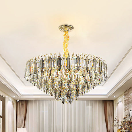 Contemporary Silver Chandelier - Clear Crystal Conical Ceiling Light For Bedroom (6/9/16-Bulb) 12 /