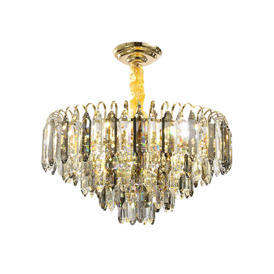 Modern 6/9/16-Bulb Clear Crystal Silver Chandelier Ceiling Light For Bedroom