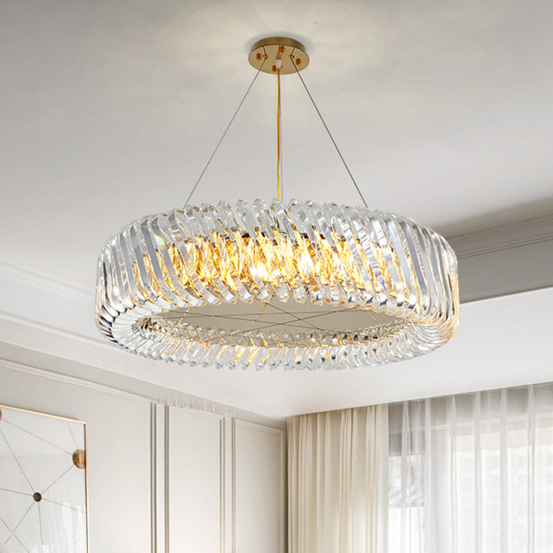 Minimalist K9 Crystal Chandelier Pendant Light Fixture - Available In 4/8/12 Lights Gold