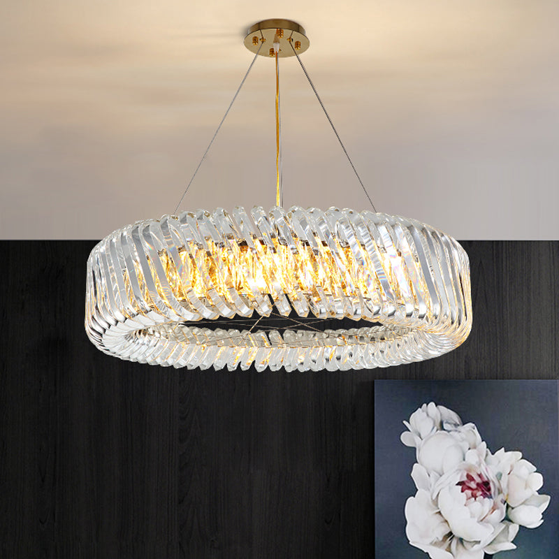 Minimalist K9 Crystal Chandelier Pendant Light Fixture - Available In 4/8/12 Lights Gold