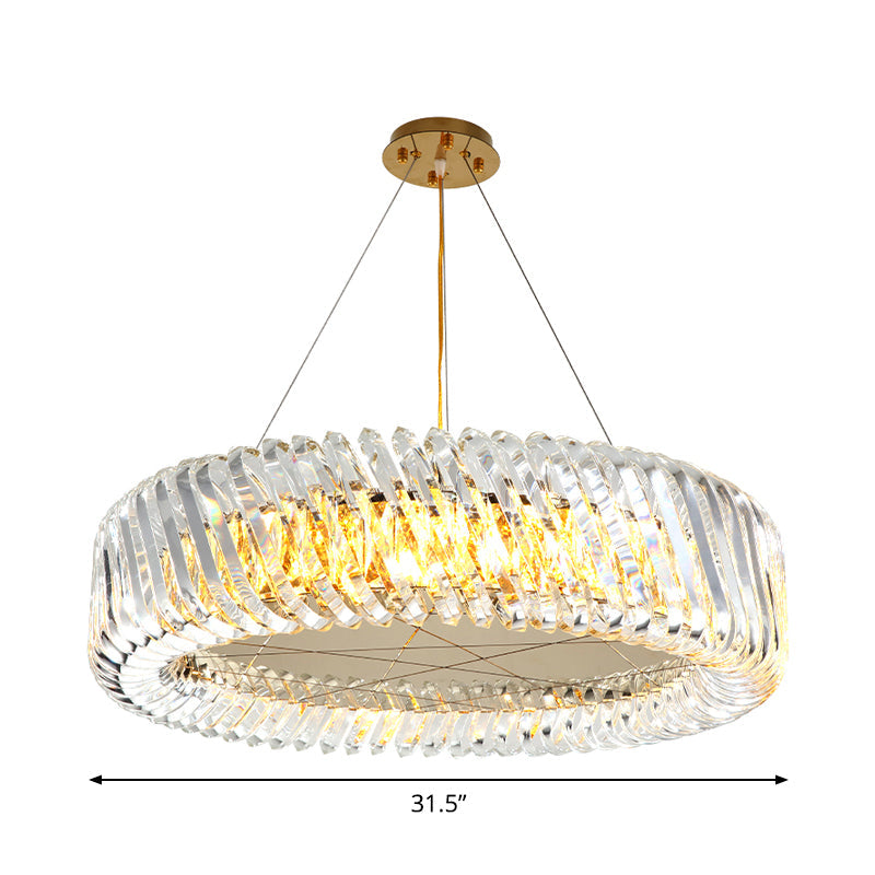 Minimalist K9 Crystal Chandelier Pendant Light Fixture - Available In 4/8/12 Lights Gold