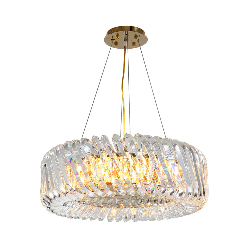 Minimalist K9 Crystal Chandelier Pendant Light Fixture - Available In 4/8/12 Lights Gold