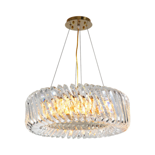 Minimalist K9 Crystal Chandelier Pendant Light Fixture - Available In 4/8/12 Lights Gold