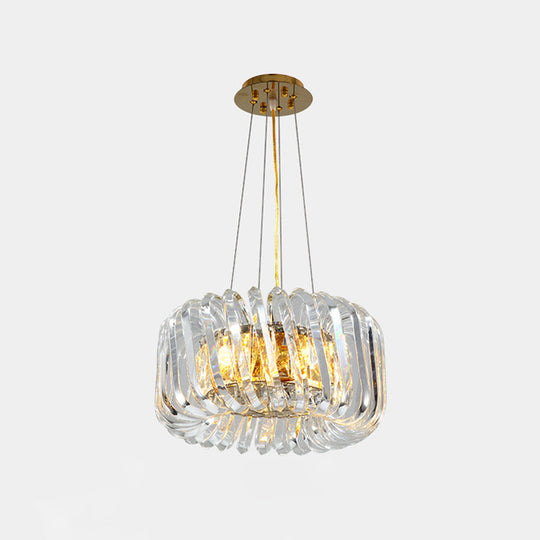 Minimalist K9 Crystal Chandelier Pendant Light Fixture - Available In 4/8/12 Lights Gold