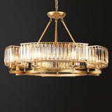 Modern Gold Circle Chandelier Pendant Light With Clear Crystal Prisms - 6/8/10 Bulb Dining Room