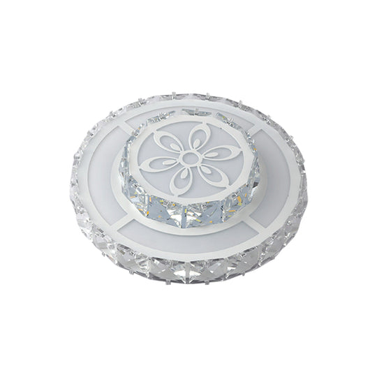 Minimalist Led Crystal Flush Mount Ceiling Lamp With Acrylic Geometry And Floral Pattern
