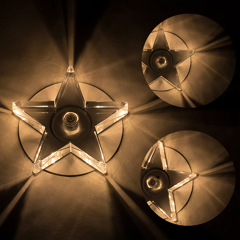 Contemporary Led Star-Shaped Crystal Ceiling Lamp For Hallway Clear