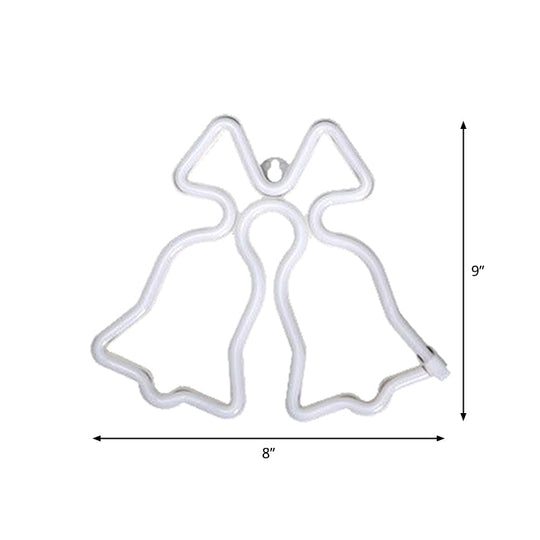 Cartoon Style White Jingle Bell Nightstand Lamp: Mini Led Plastic Wall Lighting