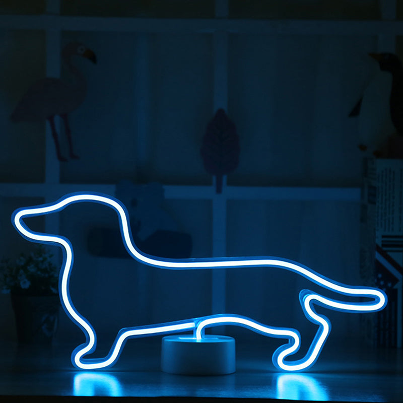 Modern Battery-Powered White Led Wall Lamp - Dog-Shaped Nightstand Light