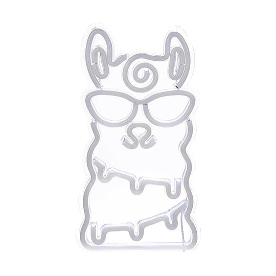 Cartoon Style Alpaca Mini Wall Night Light For Kids Bedroom - Led Nightstand Lamp In White