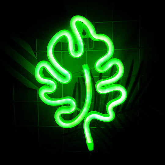 Mini Leaf-Shaped Led Wall Night Light Modernist Plastic Design In White