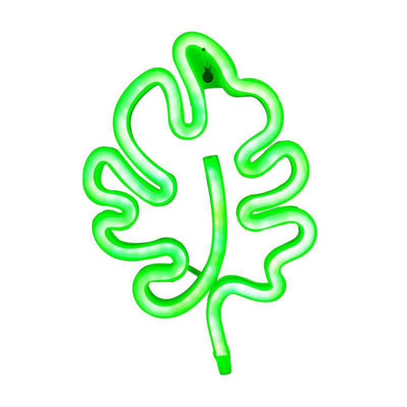 Mini Leaf-Shaped Led Wall Night Light Modernist Plastic Design In White