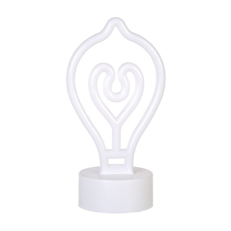 Led Cartoon Table Lamp With Battery Operation And Plastic Shade - White Bulb Shape