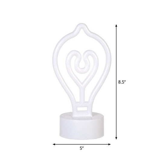 Led Cartoon Table Lamp With Battery Operation And Plastic Shade - White Bulb Shape