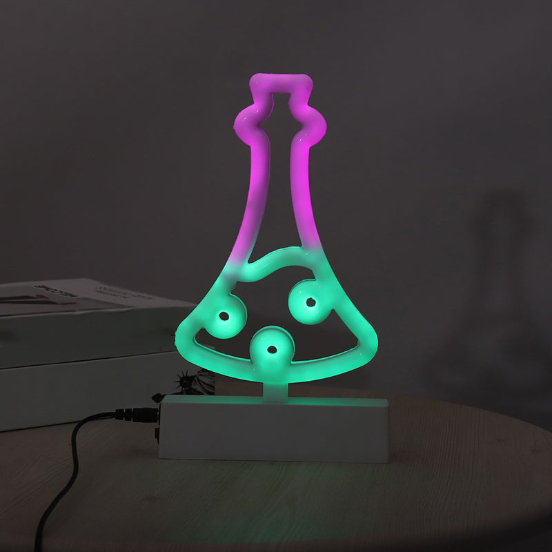 Modern Led Geometrical Nightstand Lamp - White Plastic Bedside Light For Bedroom / B