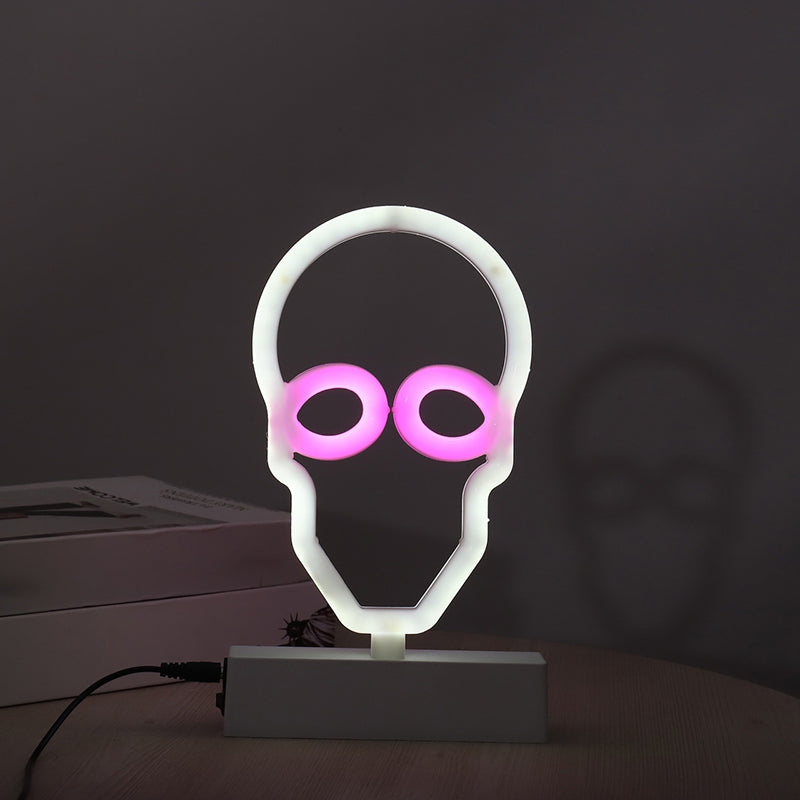 Modern Led Geometrical Nightstand Lamp - White Plastic Bedside Light For Bedroom / F